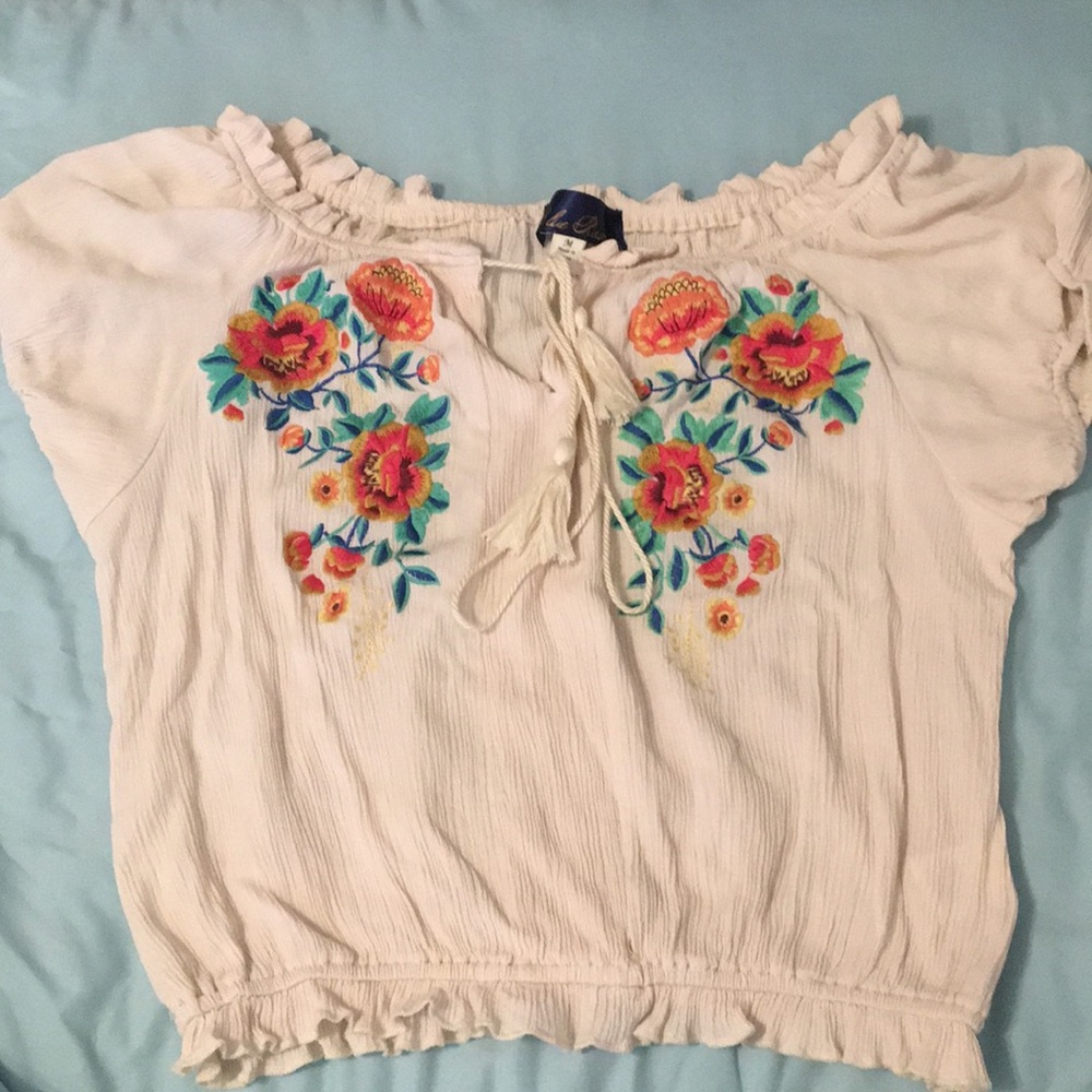 Beautiful embroidered tan blouse